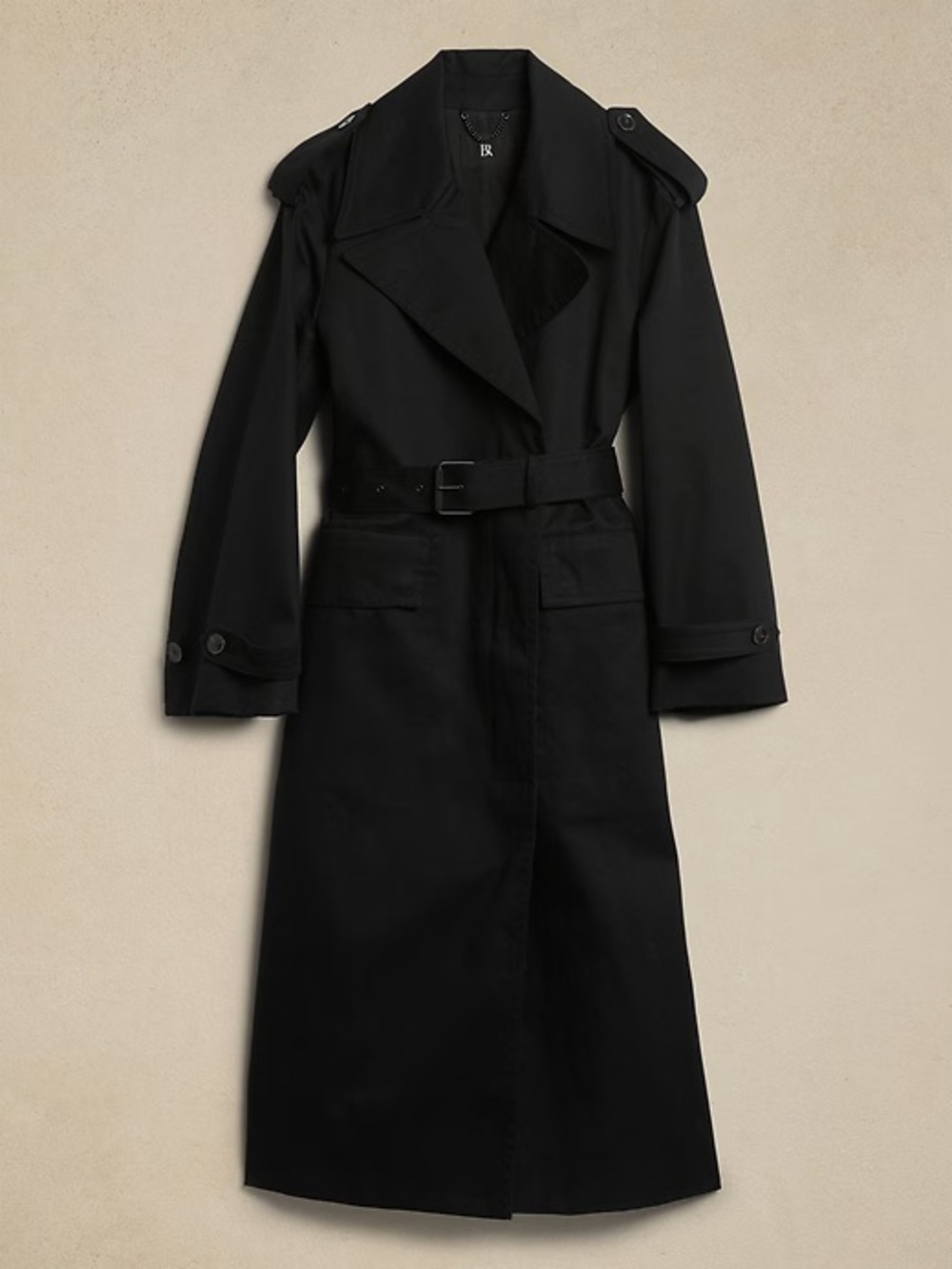 Banana Republic Timeless Cotton Black Belted Trench Coat